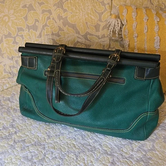 Coach Green Leather Satchel - Picture 2 of 8